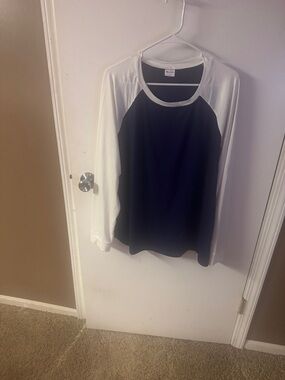 Black and White Long Sleeve Raglan Tee